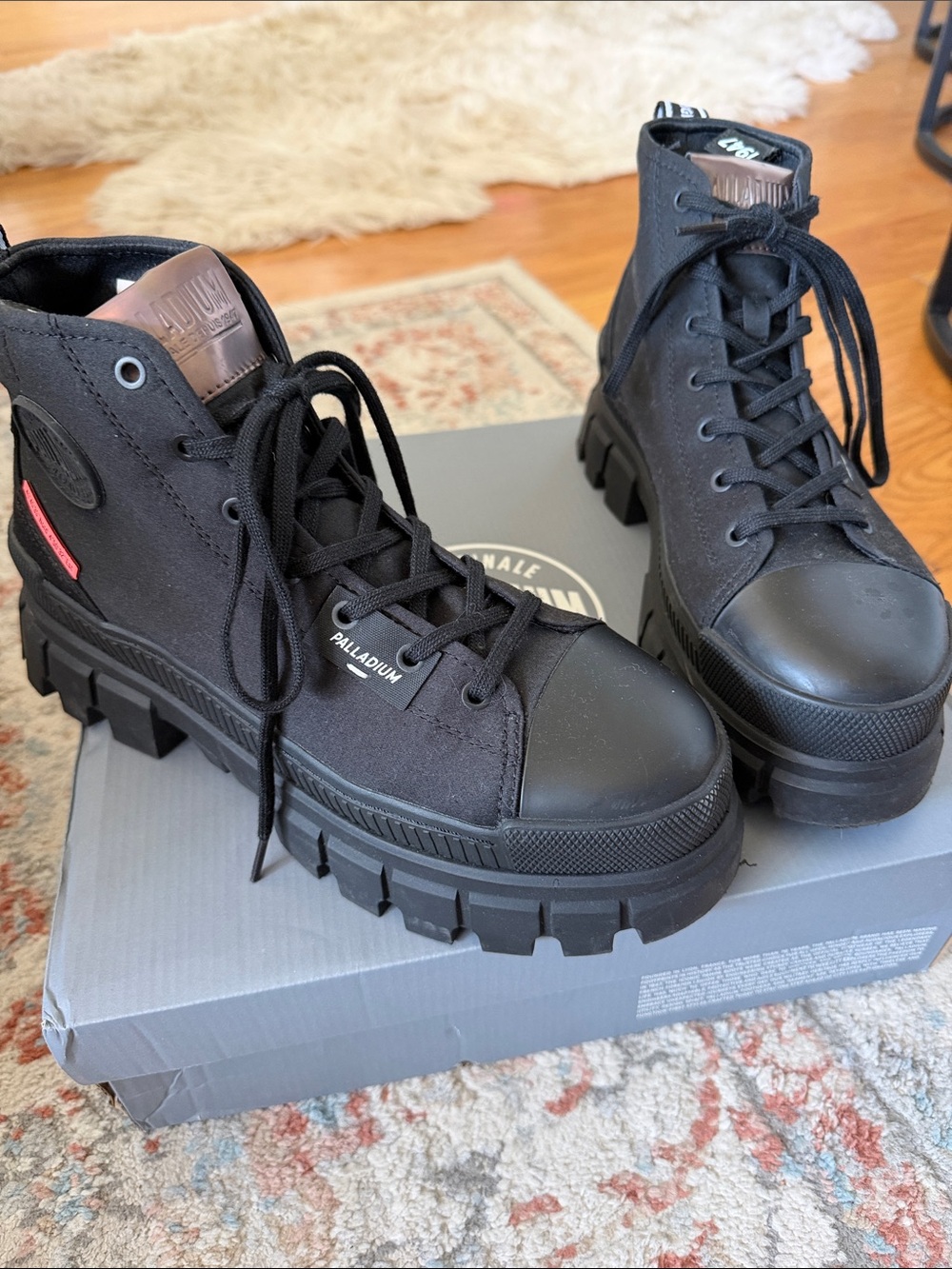 Palladium Black High-Top Canvas Platform Boots